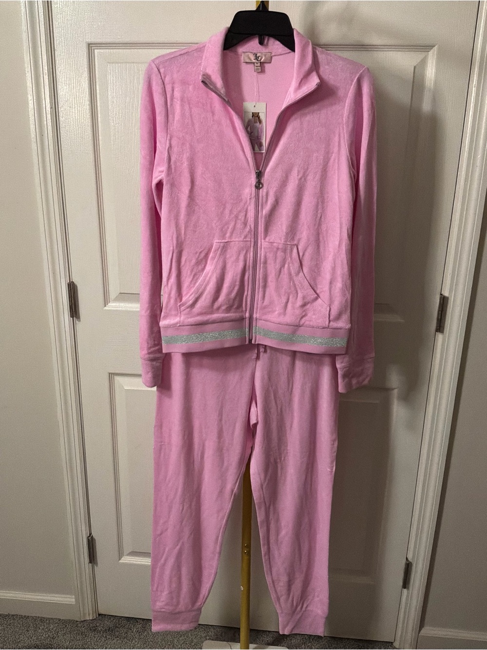 JC Two-Piece Terry Medium Pink Track Suit Set